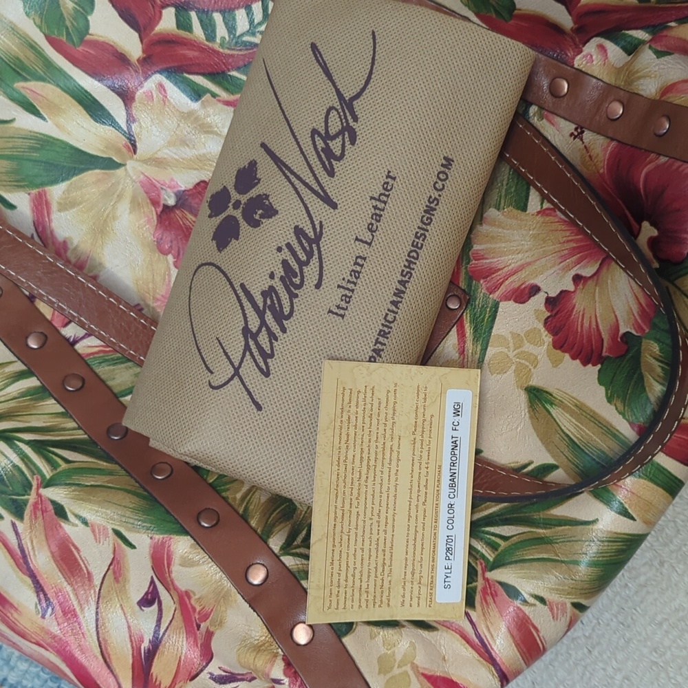 Patricia Nash Benvenuto Tote Purse Cuban Tropical Floral - Picture 7 of 7